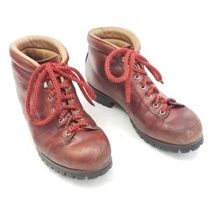 old school leather hiking boots